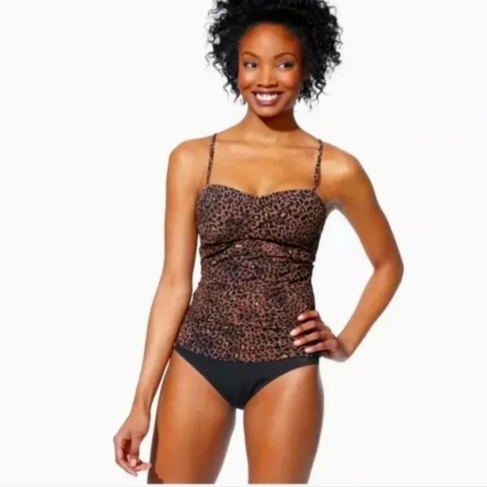 Spanx Love Your Assets By Sara Blakely Animal Cheetah Print Swim Top Women’s S